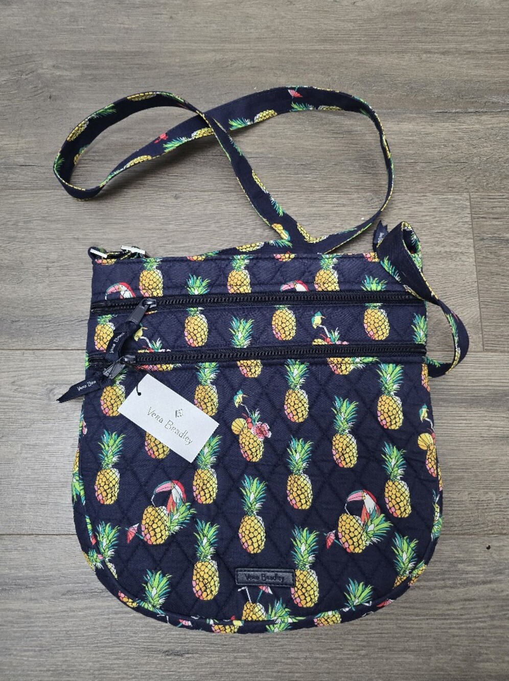 Vera Bradley Trio Zip Hipster Toucan Party New With Tags Navy Yellow Pink Green